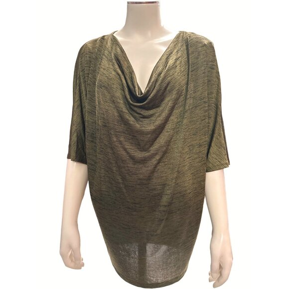 APT 9 Olive Green Cowl Neck Draped Polyester Spandex Boho Cut Blouse Size XL - Picture 1 of 8